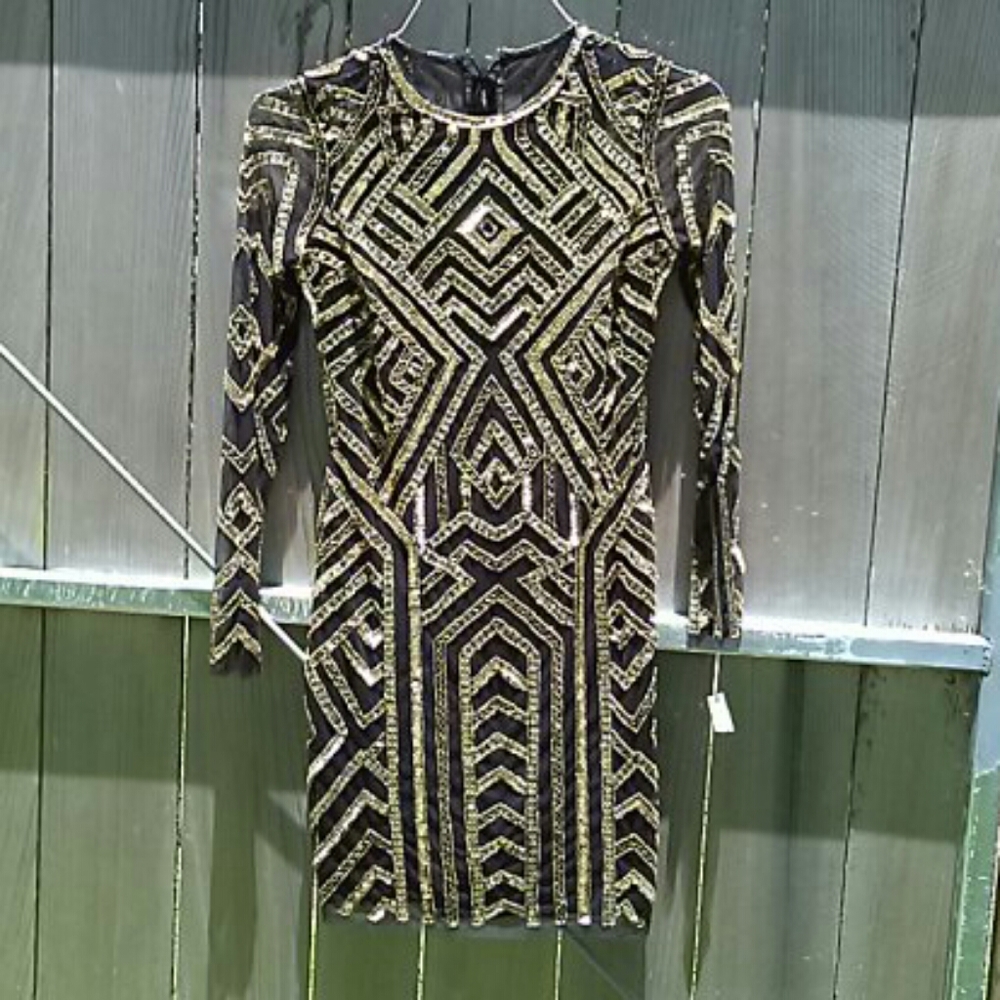 Nwt beaded sequin geometric dress